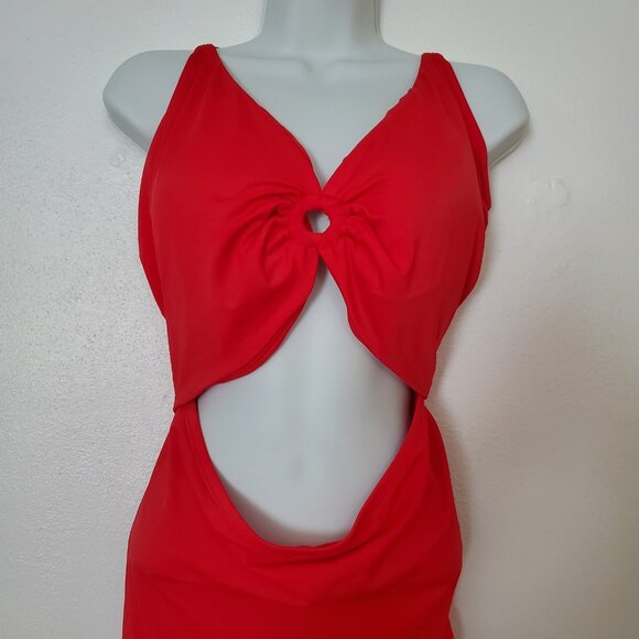 Women's Swimsuit Red 3X One Piece With Cut-out - Picture 7 of 7